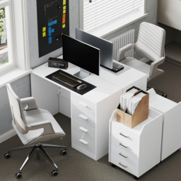HOMCOM 4 Drawer High Gloss Computer Desk - Size: 72.0 cm x 40.0 cm x 98.0 cmcm - White - Wilko - thumbnail 7
