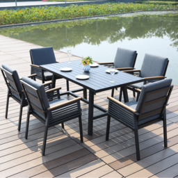 Garden Gear 6 Seater Aluminium Dining Set Grey - Wilko