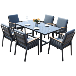 Garden Gear 6 Seater Aluminium Dining Set Grey - Wilko - thumbnail 3