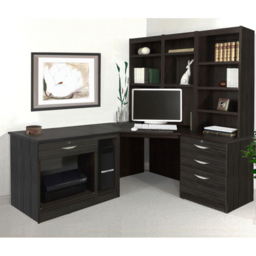 R White Cabinets 4 Drawer Corner Set-20 Computer Desk with Printer Shelf and Bookcase Black - Size: 182.8 x 184 x 141.9cm - Wilko - thumbnail 5