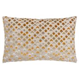 Paoletti Lexington Gold Velvet Jacquard Cushion - Size: 60 x 40 cm - Wilko