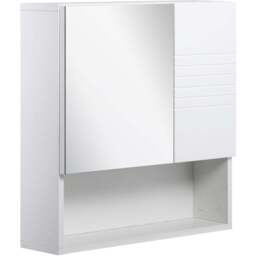 Kleankin White Mirror Bathroom Cabinet with Ridge Design - Size: 54 x 15 x 55cm - Wilko - thumbnail 3