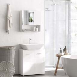 Kleankin White Mirror Bathroom Cabinet with Ridge Design - Size: 54 x 15 x 55cm - Wilko - thumbnail 5