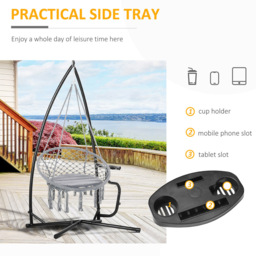 Outsunny Black Hanging Swing Chair Stand with Side Tray - Size: 109 x 109 x 210cm - Wilko - thumbnail 6
