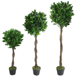 Leaf Bay Laurel Ball Artificial Tree with Twisted Natural Trunk 120cm - Size: 120 x 45 x 45cm - Green - Wilko - thumbnail 4