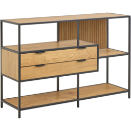 Florence Seaford 2 Drawer 3 Shelf Matt Wild Oak Metal Bookcase - Multi - Furniture To Go - Wilko - thumbnail 7