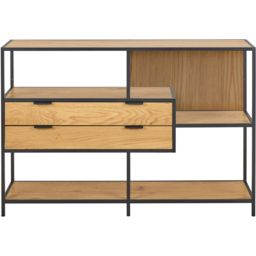 Florence Seaford 2 Drawer 3 Shelf Matt Wild Oak Metal Bookcase - Multi - Furniture To Go - Wilko - thumbnail 4