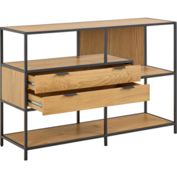 Florence Seaford 2 Drawer 3 Shelf Matt Wild Oak Metal Bookcase - Multi - Furniture To Go - Wilko - thumbnail 6