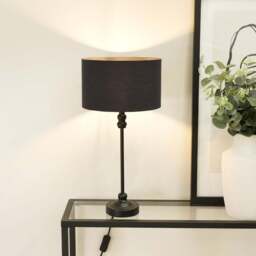 ValueLights Maggie Black Drum Shade Candlestick LED Table Lamp - Size: 50 x 25 x 25cm - Wilko - thumbnail 3