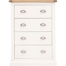 Cabinet Bits Cosenza 4 Drawer Off White Chrome Cup Handle Chest of Drawers - Wilko - thumbnail 3