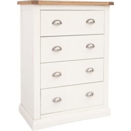 Cabinet Bits Cosenza 4 Drawer Off White Chrome Cup Handle Chest of Drawers - Wilko - thumbnail 4