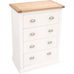Cabinet Bits Cosenza 4 Drawer Off White Chrome Cup Handle Chest of Drawers - Wilko - thumbnail 5