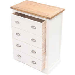 Cabinet Bits Cosenza 4 Drawer Off White Chrome Cup Handle Chest of Drawers - Wilko - thumbnail 6