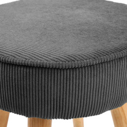 Living and Home Corduroy Round Footstool with Wooden Legs - Size: 44 x 34 x 34cm - Grey - Wilko - thumbnail 6