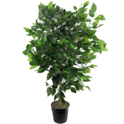 Leaf Ficus Artificial Bushy Plant 2.9ft - Size: 90 x 60 x 60cm - Green - Wilko