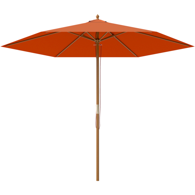 Outsunny Orange Wood Garden Sun Shade Parasol 2.5m - Size: 3m - Wilko - image 1