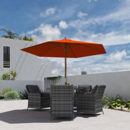 Outsunny Orange Wood Garden Sun Shade Parasol 2.5m - Size: 3m - Wilko - thumbnail 5