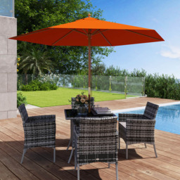 Outsunny Orange Wood Garden Sun Shade Parasol 2.5m - Size: 3m - Wilko - thumbnail 4