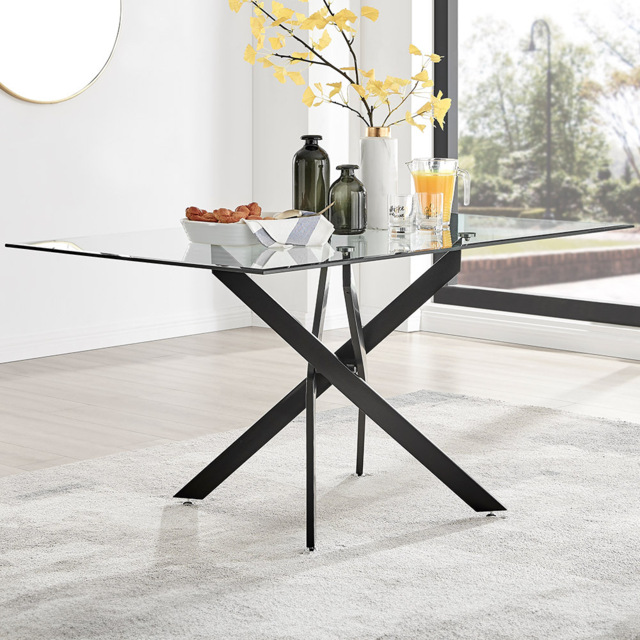 Furniturebox Tavalo 6 Seater Round Dining Table Black - Clear - Wilko - image 1