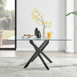 Furniturebox Tavalo 6 Seater Round Dining Table Black - Clear - Wilko - thumbnail 7