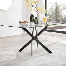 Furniturebox Tavalo 6 Seater Round Dining Table Black - Clear - Wilko - thumbnail 1