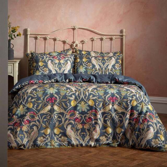 EW by Edinburgh Weavers Liberty Floral Birds Double Navy Cotton Duvet Cover Set - Blue - Wilko - image 1