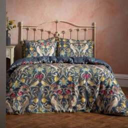 EW by Edinburgh Weavers Liberty Floral Birds Double Navy Cotton Duvet Cover Set - Blue - Wilko - thumbnail 1