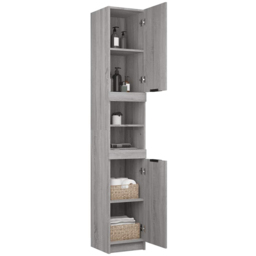 vidaXL 2 Door 2 Shelf Grey Wooden Bathroom Cabinet - Size: 188.5 x 32 x 34cm - Wilko - thumbnail 5