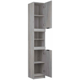 vidaXL 2 Door 2 Shelf Grey Wooden Bathroom Cabinet - Size: 188.5 x 32 x 34cm - Wilko - thumbnail 6