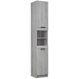 vidaXL 2 Door 2 Shelf Grey Wooden Bathroom Cabinet - Size: 188.5 x 32 x 34cm - Wilko - thumbnail 3
