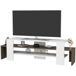 Decorotika Lenora 2 Shelf White and Walnut TV Unit - Size: 45 x 150 x 35cm - Multi - Wilko - thumbnail 4