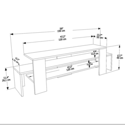 Decorotika Lenora 2 Shelf White and Walnut TV Unit - Size: 45 x 150 x 35cm - Multi - Wilko - thumbnail 6
