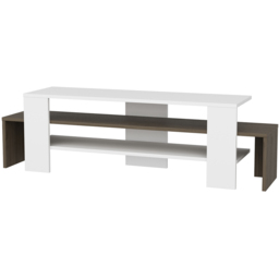 Decorotika Lenora 2 Shelf White and Walnut TV Unit - Size: 45 x 150 x 35cm - Multi - Wilko - thumbnail 3