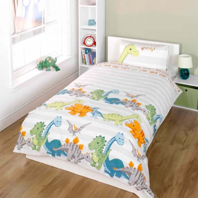 Rapport Home Dinosaur Single Natural Duvet Cover Set - Silver - Wilko - image 1