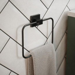 Rothley Matt Black Square Towel Ring 185mm - Size: 17.5 x 6.5 x 20cm - Wilko - thumbnail 3