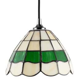 Happy Homewares Green and Amber Stained Glass Tiffany Pendant Lighting Shade - Size: 12 x 21 x 21cm - Wilko