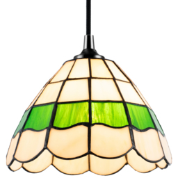 Happy Homewares Green and Amber Stained Glass Tiffany Pendant Lighting Shade - Size: 12 x 21 x 21cm - Wilko - thumbnail 4