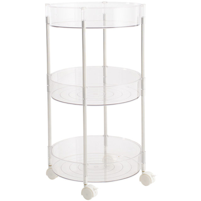Living and Home 3 Shelf Clear Round Rolling Storage Cart - Size: 63.5 x 34 x 32cm - Wilko - image 1