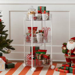 Living and Home 3 Shelf Clear Round Rolling Storage Cart - Size: 63.5 x 34 x 32cm - Wilko - thumbnail 3