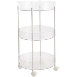 Living and Home 3 Shelf Clear Round Rolling Storage Cart - Size: 63.5 x 34 x 32cm - Wilko - thumbnail 1