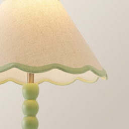 ValueLights Bobbins Natural and Green Scallop Shade Sage Green LED Table Lamp - Size: 45 x 27 x 27cm - Wilko - thumbnail 4