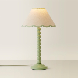 ValueLights Bobbins Natural and Green Scallop Shade Sage Green LED Table Lamp - Size: 45 x 27 x 27cm - Wilko - thumbnail 6