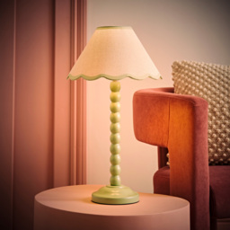 ValueLights Bobbins Natural and Green Scallop Shade Sage Green LED Table Lamp - Size: 45 x 27 x 27cm - Wilko - thumbnail 7