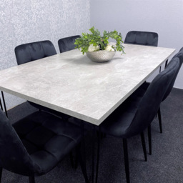 Kosy Koala 6 Seater Wood and Velvet Tufted Dining Set Grey and Black - Multi - Wilko - thumbnail 5