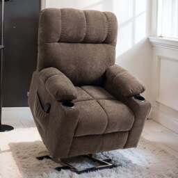 HOMCOM Brown Heavy Duty Electric Recliner Lift Chair - Size: Single - Wilko
