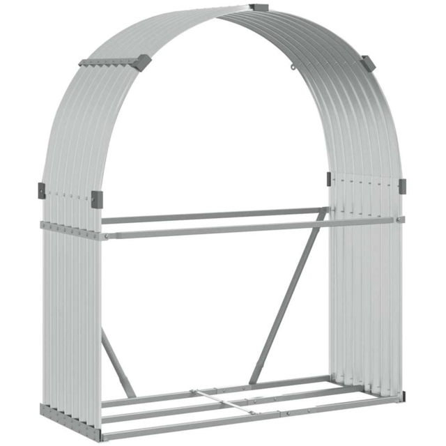 vidaXL Silver Galvanised Steel Firewood Log Holder 140 x 120 x 45cm - Wilko - image 1