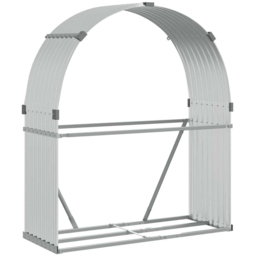 vidaXL Silver Galvanised Steel Firewood Log Holder 140 x 120 x 45cm - Wilko - thumbnail 1