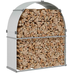 vidaXL Silver Galvanised Steel Firewood Log Holder 140 x 120 x 45cm - Wilko - thumbnail 3