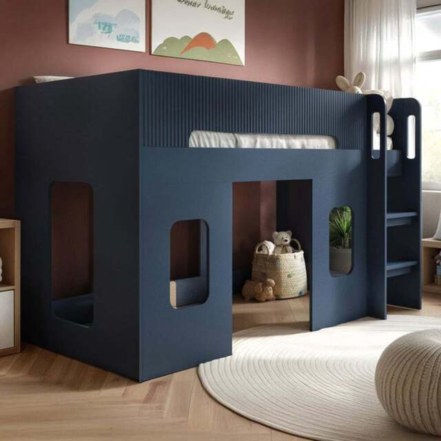 Flair Lino Navy Play House Mid Sleeper - Size: Single - Blue - Wilko - image 1