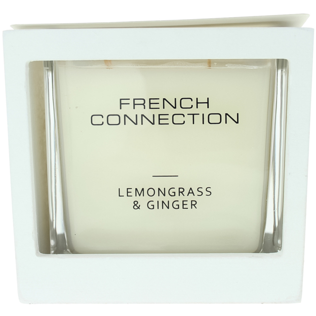 French Connection Wooden Collection Lemongrass and Ginger Scented Candle - Size: 11.7 x 12.6 x 11.9cm - n/a - Wilko - image 1